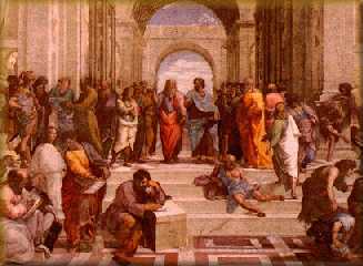 Raphael's "The School of Athens". Note Leonardo da Vinci as Plato.